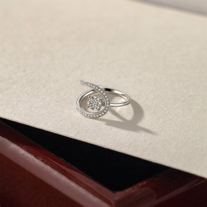 Elegant Curved Halo Solitaire Ring