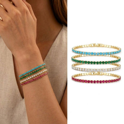 14k Classic Colored Tennis Bracelet