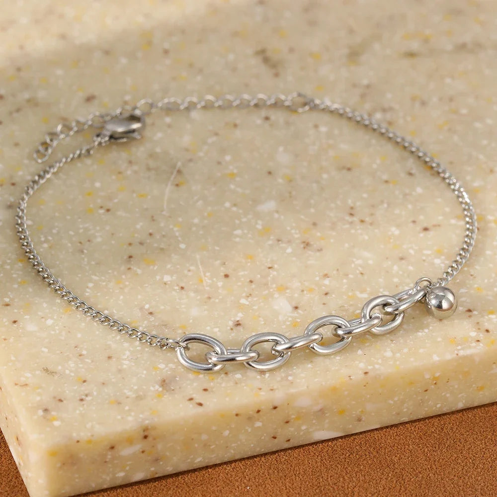 Dainty Curb & Bold Paperclip Chain Bracelet