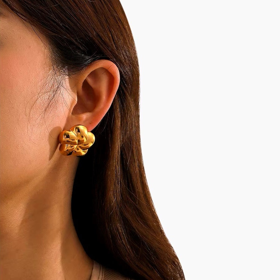 Spiral Bubble Floral Stud Earrings