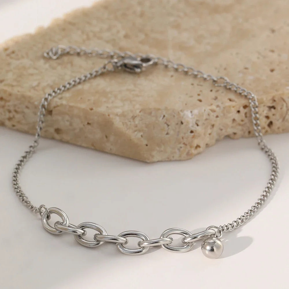 Dainty Curb & Bold Paperclip Chain Bracelet