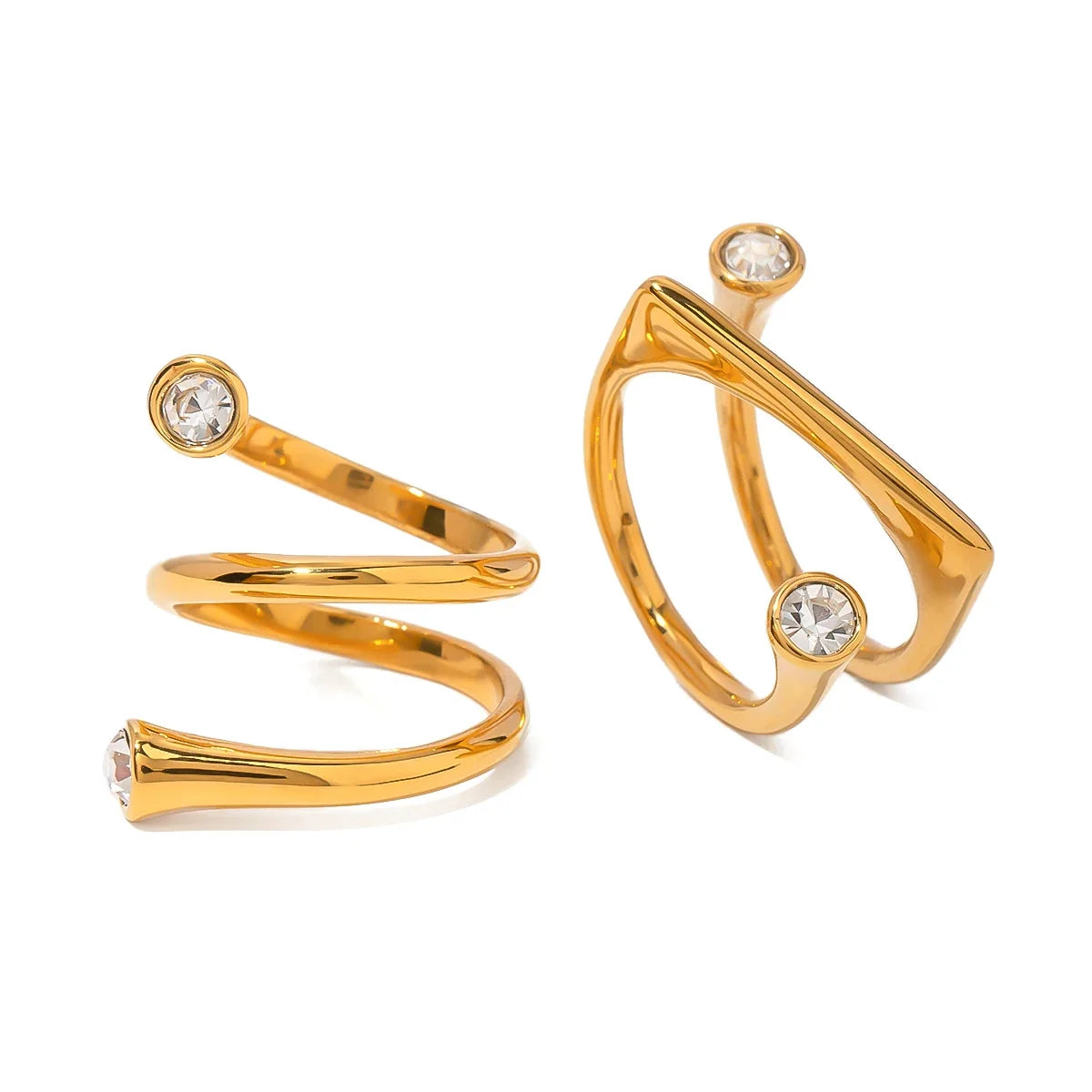 Asymmetrical Triple Wrap Diamond Tip Rings