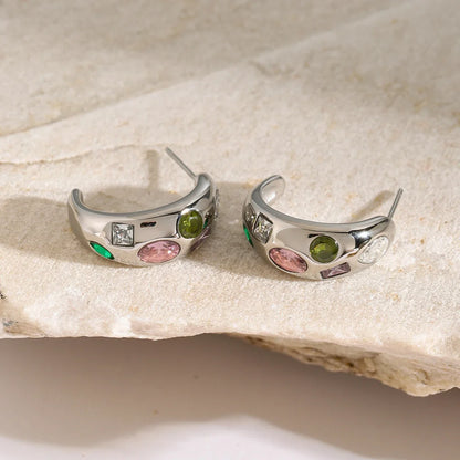 Gem Mine Crescent Moon Stud Earrings