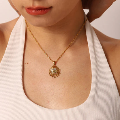 18k Dainty Sun & Moon Evil Eye Necklace