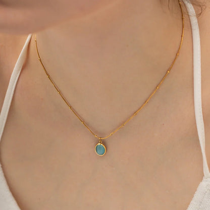 18k Blue Opal Satellite Chain Necklace
