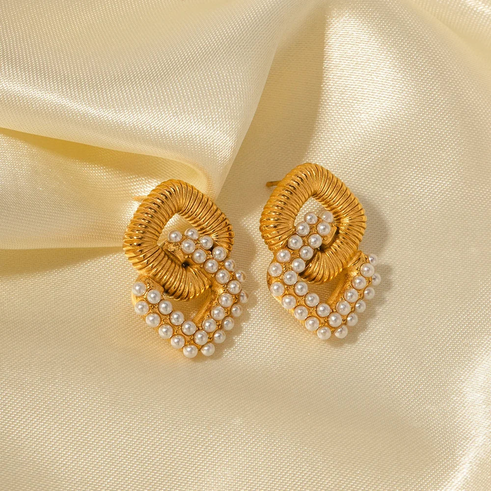 18k Textured Dual Squircle Earrings