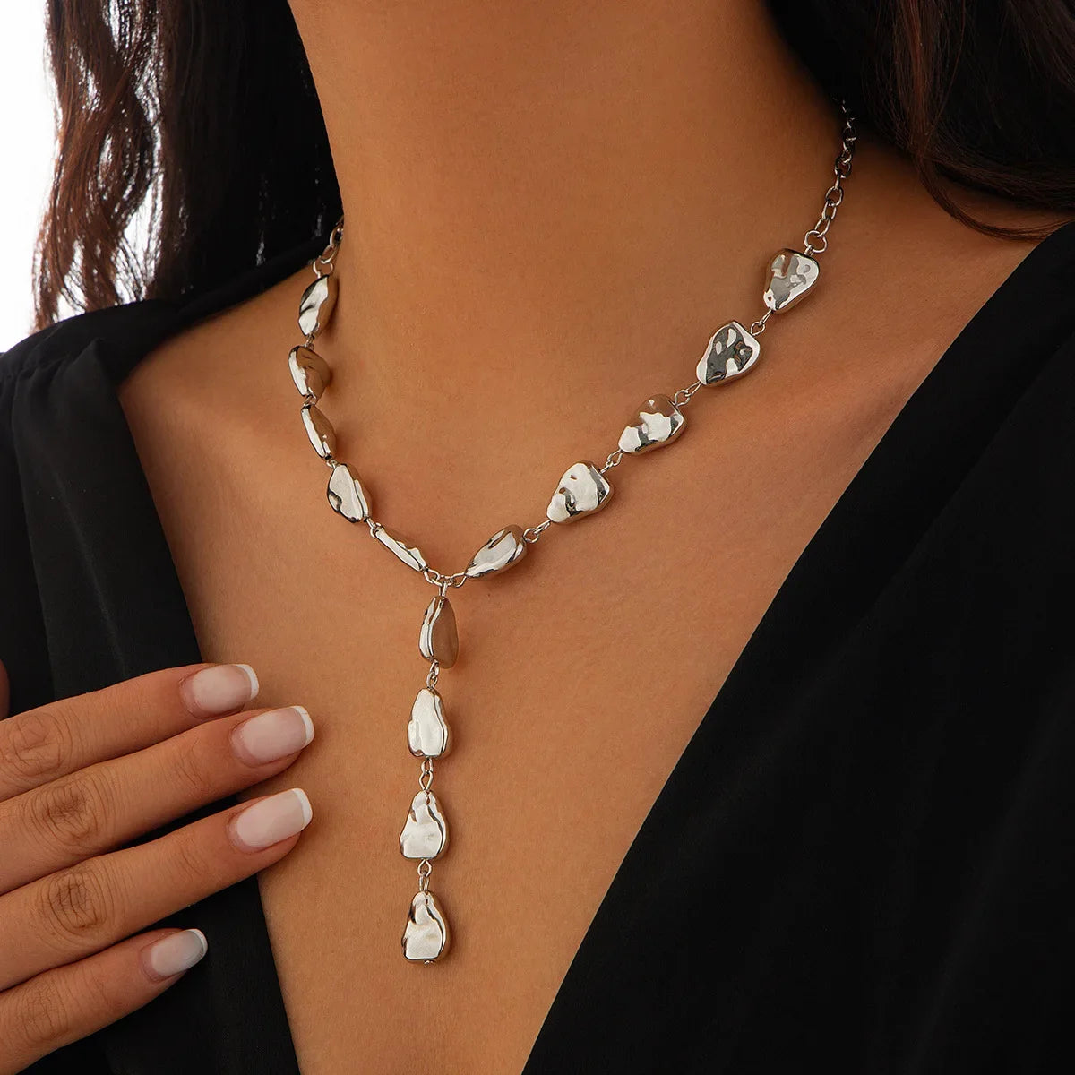 Modern Stone Inspired Lariat Necklace