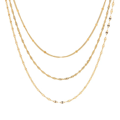 18k Dainty Classic Three Layer Necklace Stack