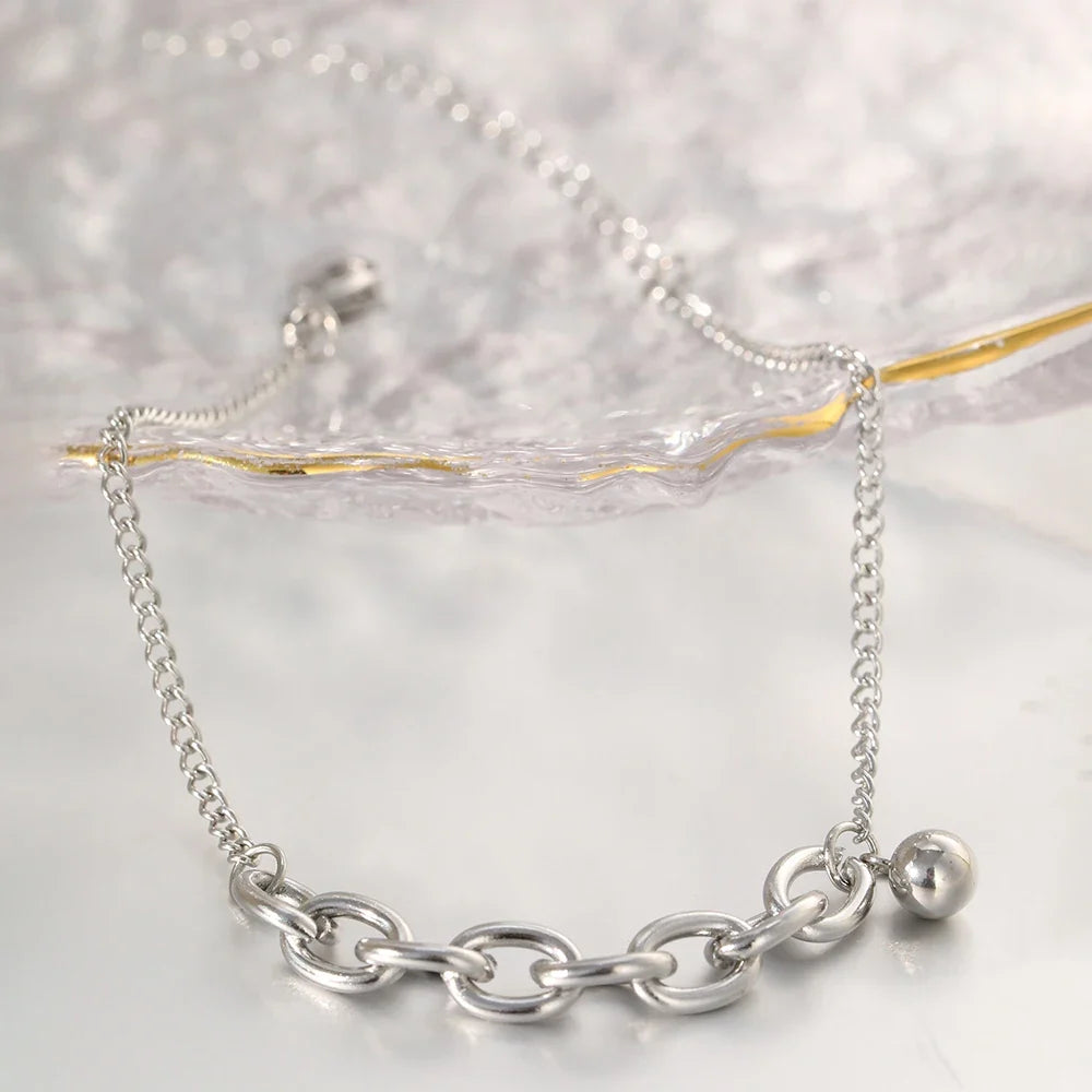 Dainty Curb & Bold Paperclip Chain Bracelet