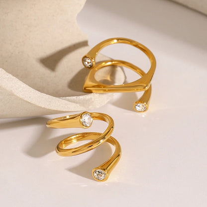 Asymmetrical Triple Wrap Diamond Tip Rings