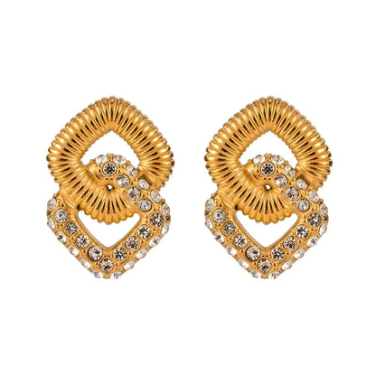 18k Textured Dual Squircle Earrings