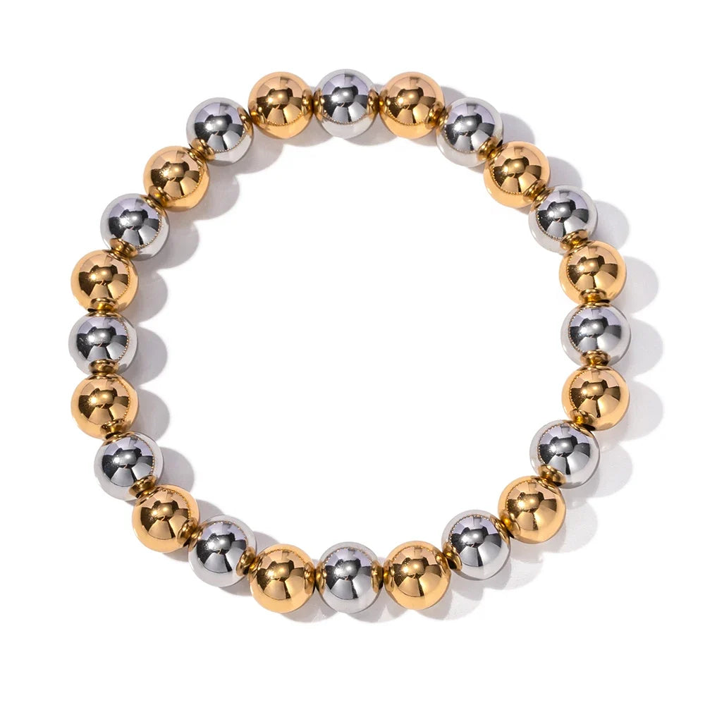 Two Tone Gold & Silver Beaded Bracelet