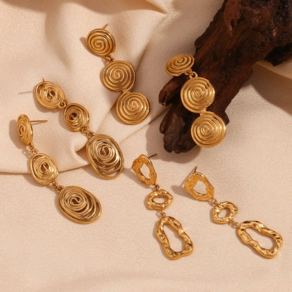 Classy Patterned Triple Dangle Earrings