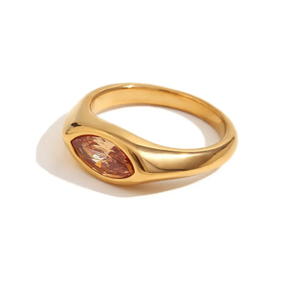 18k Oval Diamond Cut Ring