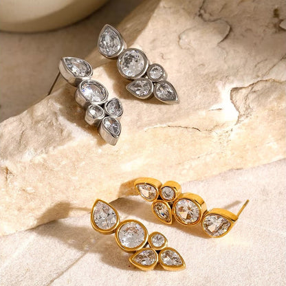 Dainty Leaf Diamond Earrings