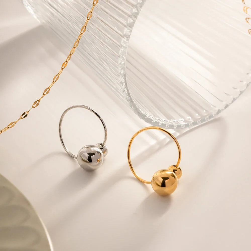 18k Bold Two Ball Open Ring