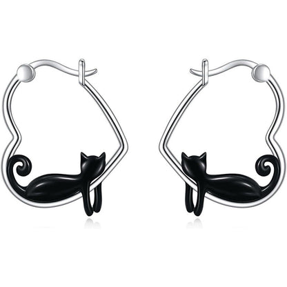 Cute Smiling Cat Hoop Earrings