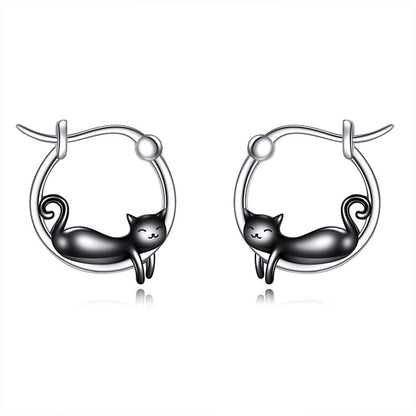 Cute Smiling Cat Hoop Earrings