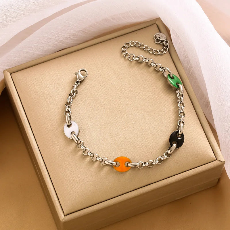 Playful Circle Paperclip Chain Bracelet