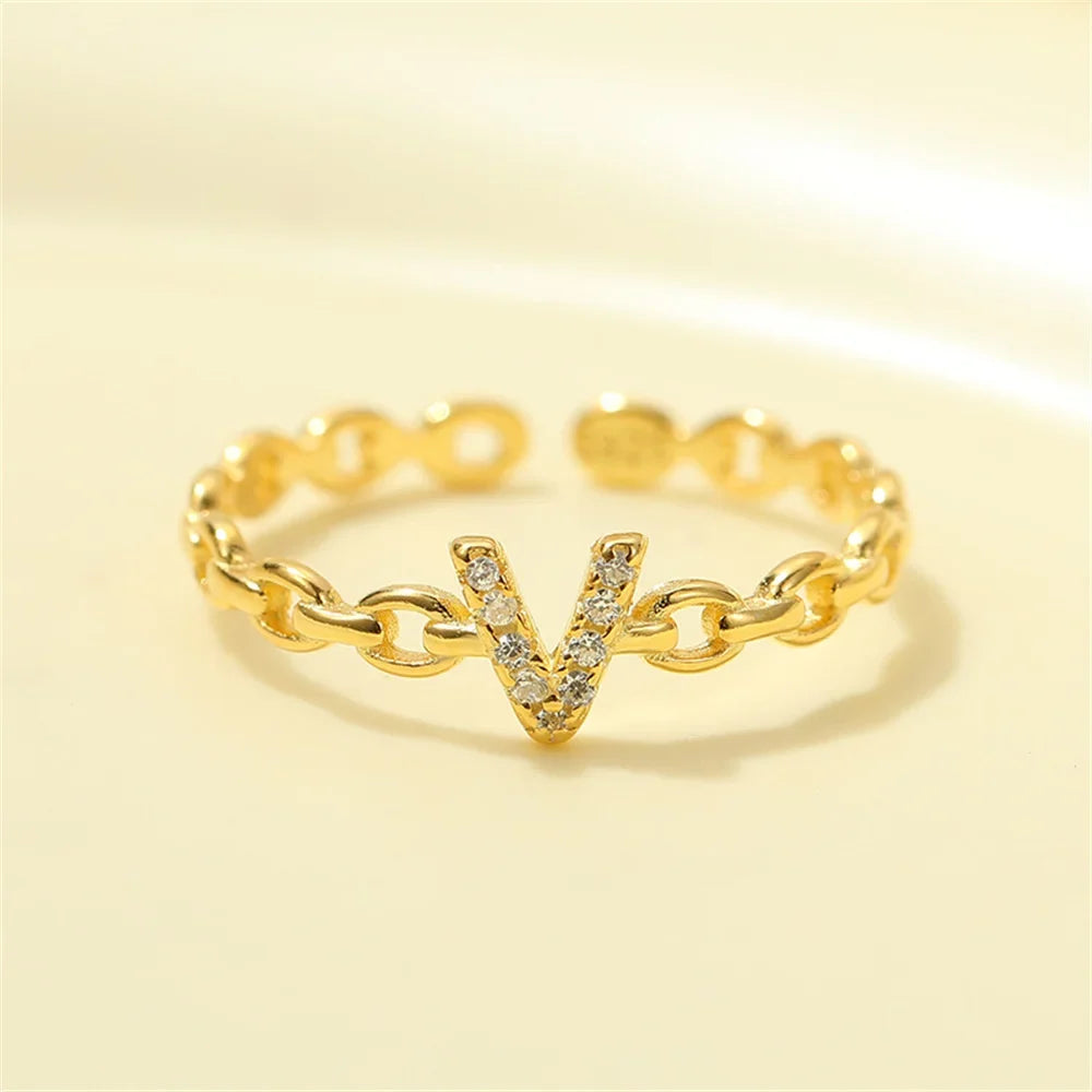 Dainty Diamond Letter Initial Ring