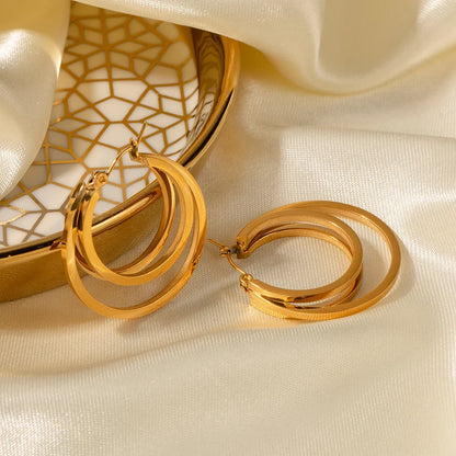 18k Triple Layer Hoop Earrings
