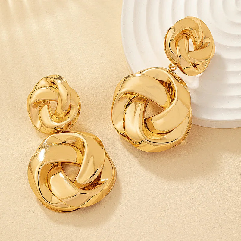 Stacked Pretzel Spiral Twist Earrings