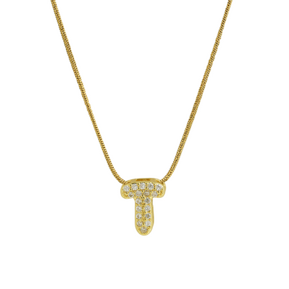 Diamond Bubble Letter Initial Necklace