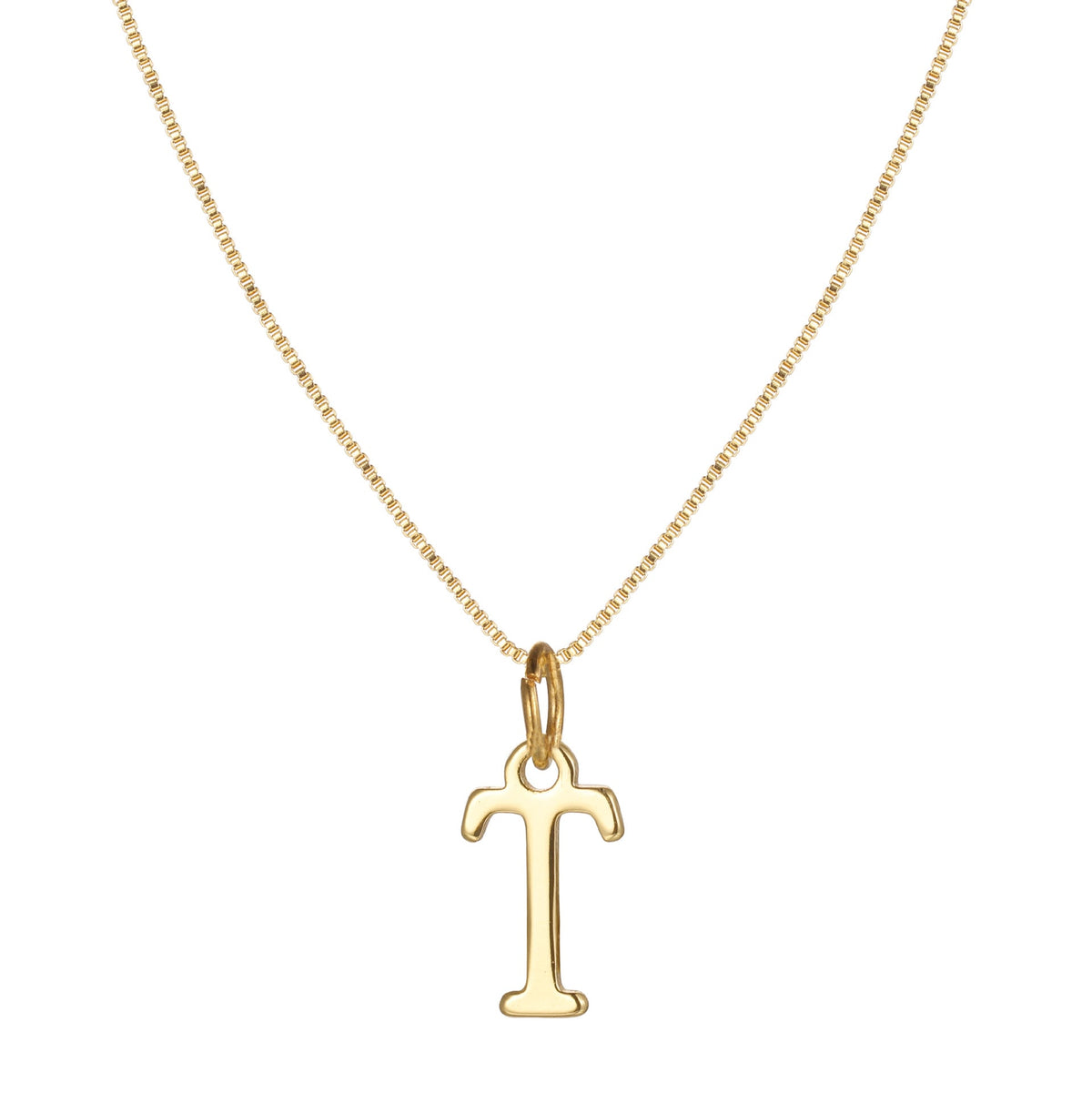 14k Minimal Serif Initial Necklace