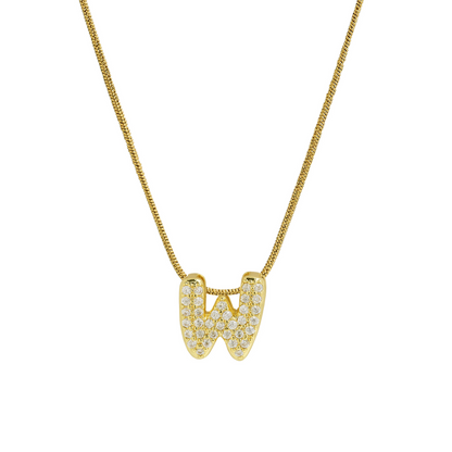Diamond Bubble Letter Initial Necklace