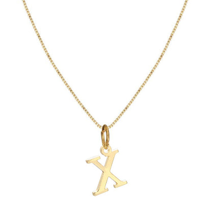 14k Minimal Serif Initial Necklace