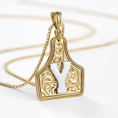 14k Elegant Cowgirl Initial Necklace