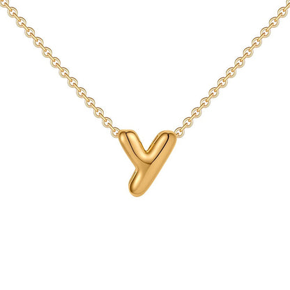 Dainty Bubble Letter Initial Necklace