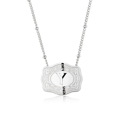 Dainty Belt Buckle Letter Initial Necklaces