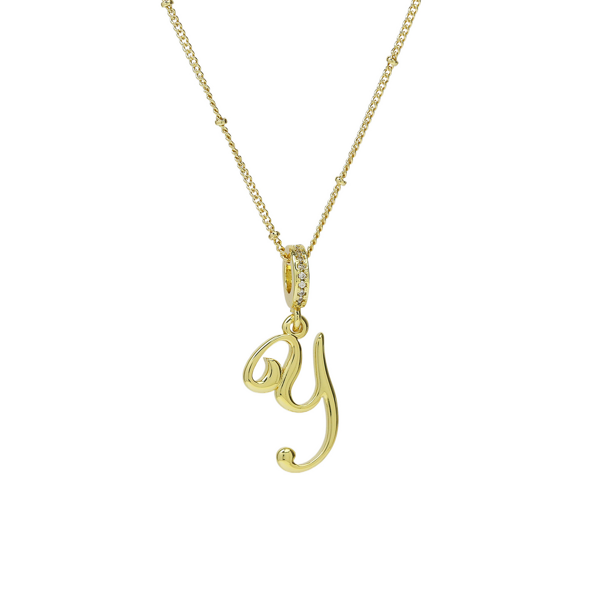 Elegant Cursive Font Satellite Chain Initial Necklace