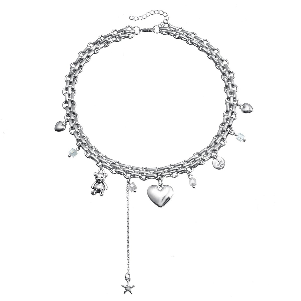 2pc Chunky Bear Heart Necklace and Bracelet Set