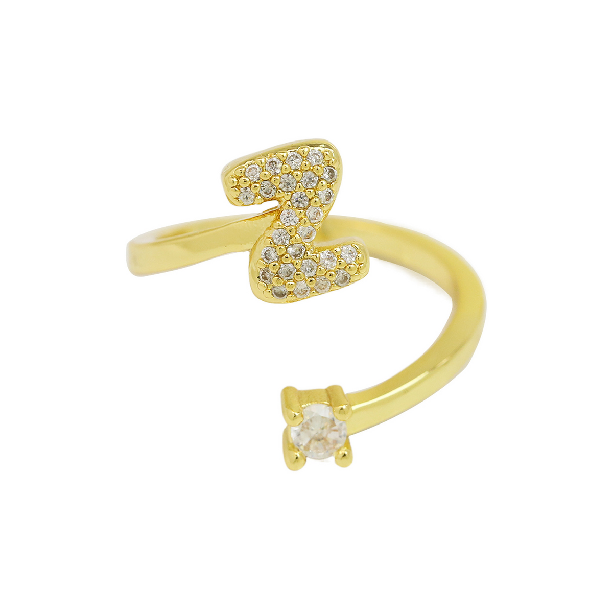 Dainty Bubble Diamond Wrap Initial Ring