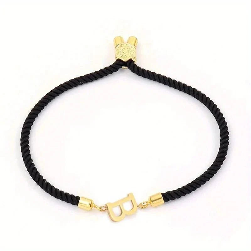 Adjustable Angled Serif Letter Initial Bracelets