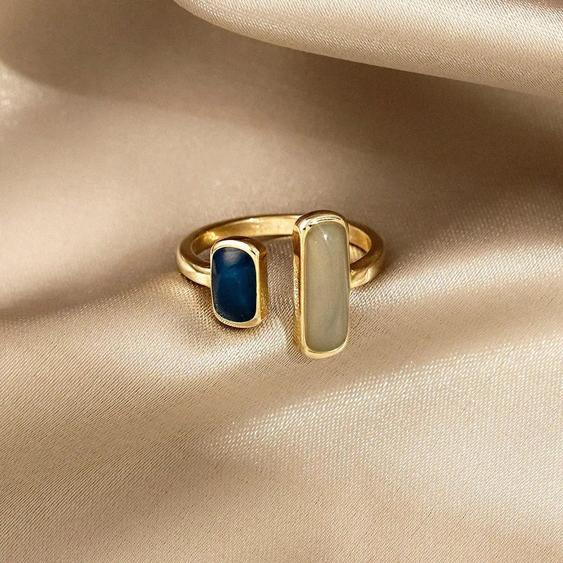 Adjustable Asymmetric Blue Square Rings