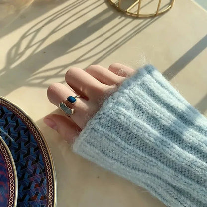 Adjustable Asymmetric Blue Square Rings
