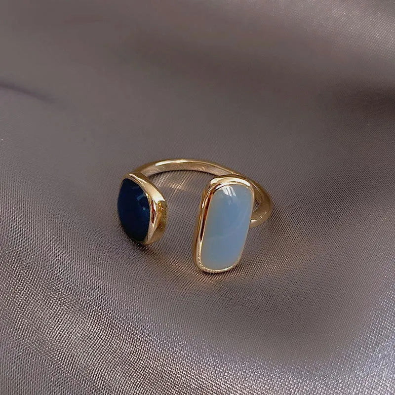 Adjustable Asymmetric Blue Square Rings