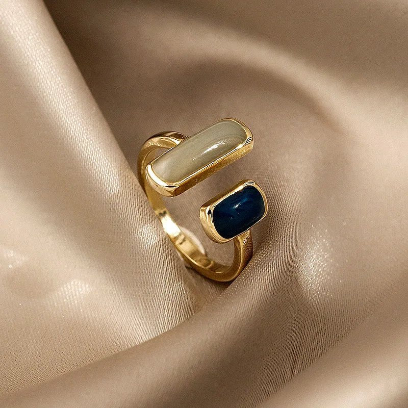 Adjustable Asymmetric Blue Square Rings