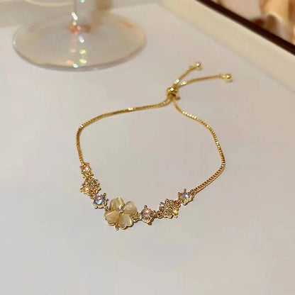 Adjustable Lucky Four Leaf Clover Bracelet