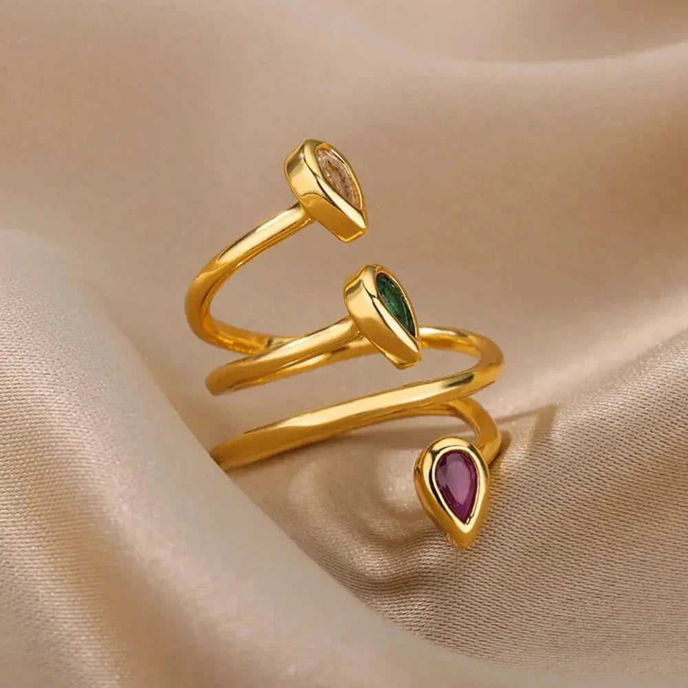 Adjustable Multi-Color Water Drop Rings