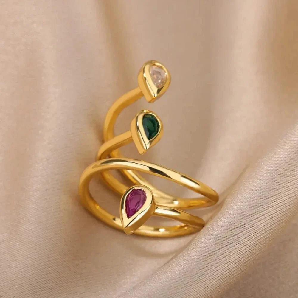 Adjustable Multi-Color Water Drop Rings
