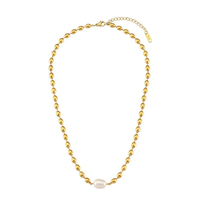 Beaded Gold Dainty Pearl Bracelet and Necklace