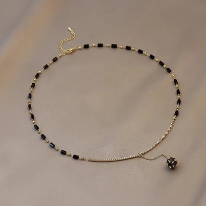 Black and Gold Crystal Ball Necklace