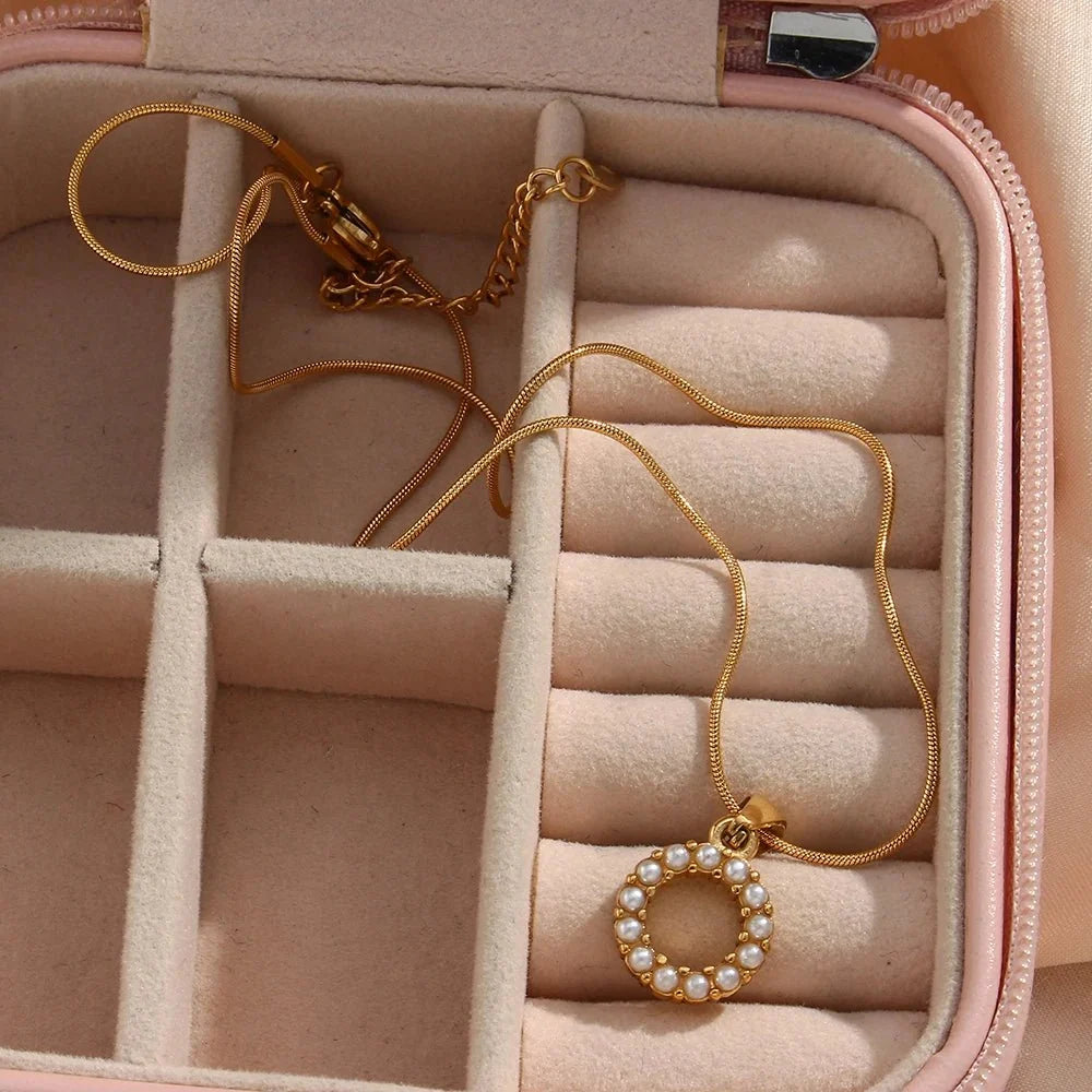Bold Pearl Letter Initial Necklace