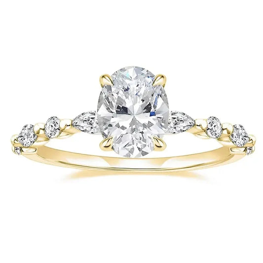 Elegant Oval Set Accented Band Ring