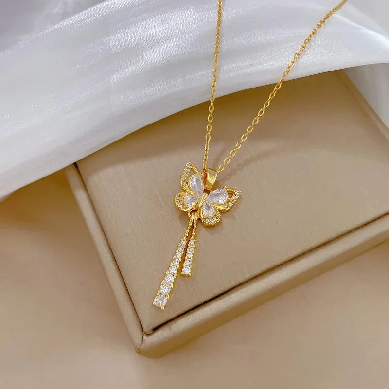 Charming Butterfly Diamond Dazzle Necklace