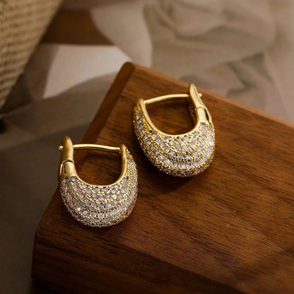 Chunky Glittering Diamond Hoop Earrings